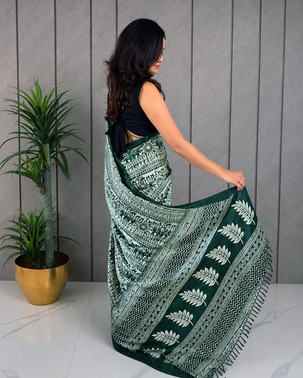 Teal Blue & White Rasmalai Ready-to-Wear Saree