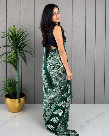Teal Blue & White Rasmalai Ready-to-Wear Saree